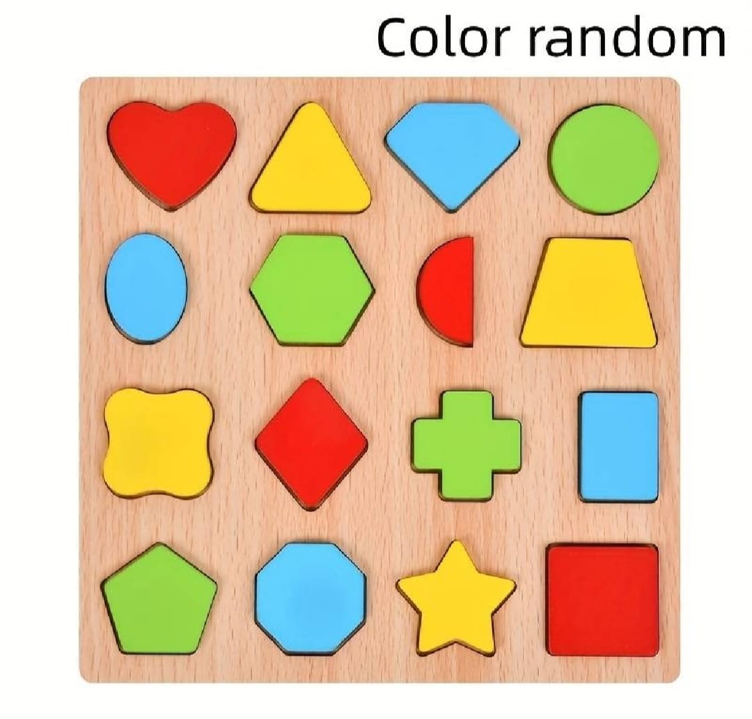 Colorful Geometric Shapes Wooden Board Puzzle