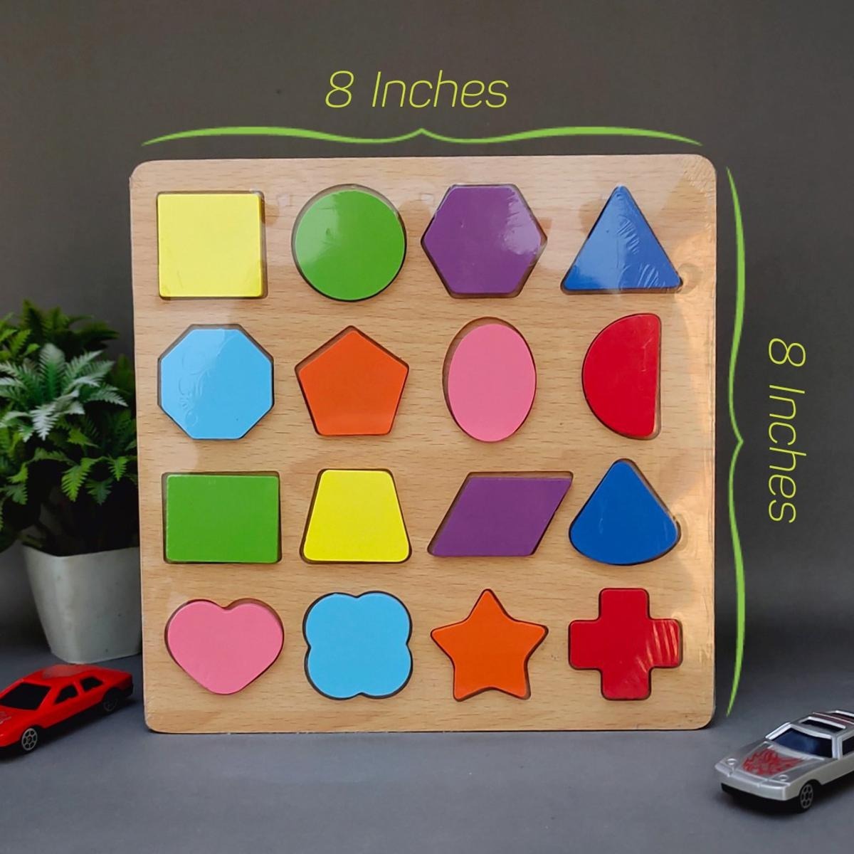 Colorful Geometric Shapes Wooden Board Puzzle
