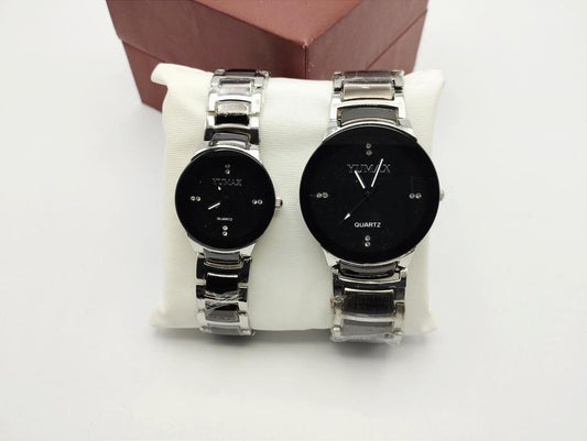 Couple's Silver Luxury Analog Watch