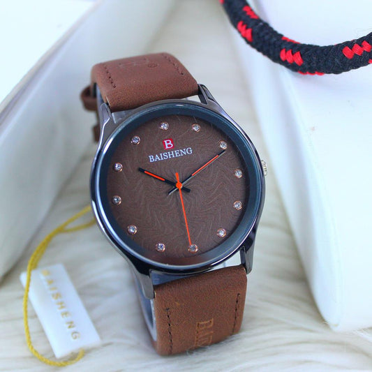 Men's Leather Strap Watch